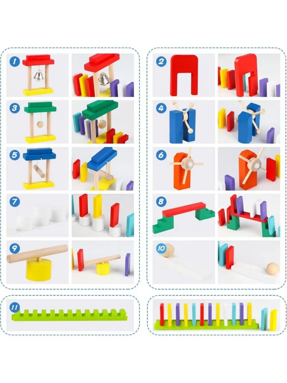 1000 PCS Colorful Wooden Dominoes Set for Kids - Educational Racing Game